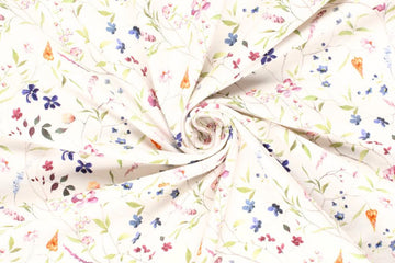 Stoffpaket French Terry + Bündchen mit Sommerblumen, wollweiß, bordeaux